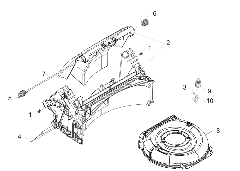 Deck Assembly Diagram and Parts List for SC100HW (11AB9M5710)(2019) Cub Cadet Lawn Mower